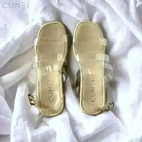Womens Clear Strap Jute Wrap Wedges